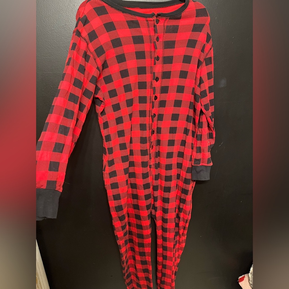 Plaid Red and Black Women's Onesie